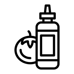 Ketchup Vector Line Icon Design