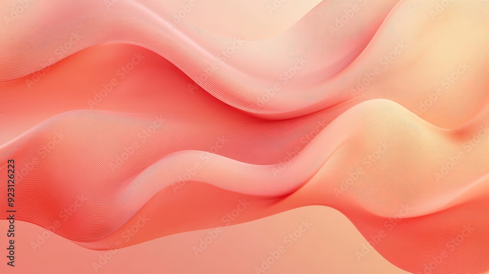 Poster peach background with flowing wavy abstract lines, providing a trendy and sophisticated vector desig
