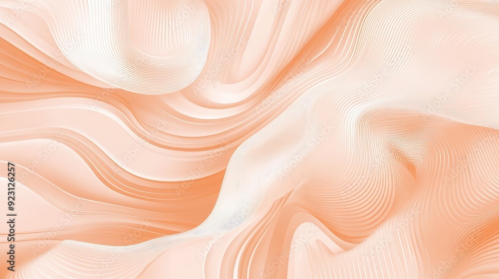 Poster peach background with flowing wavy abstract lines, providing a trendy and sophisticated vector desig