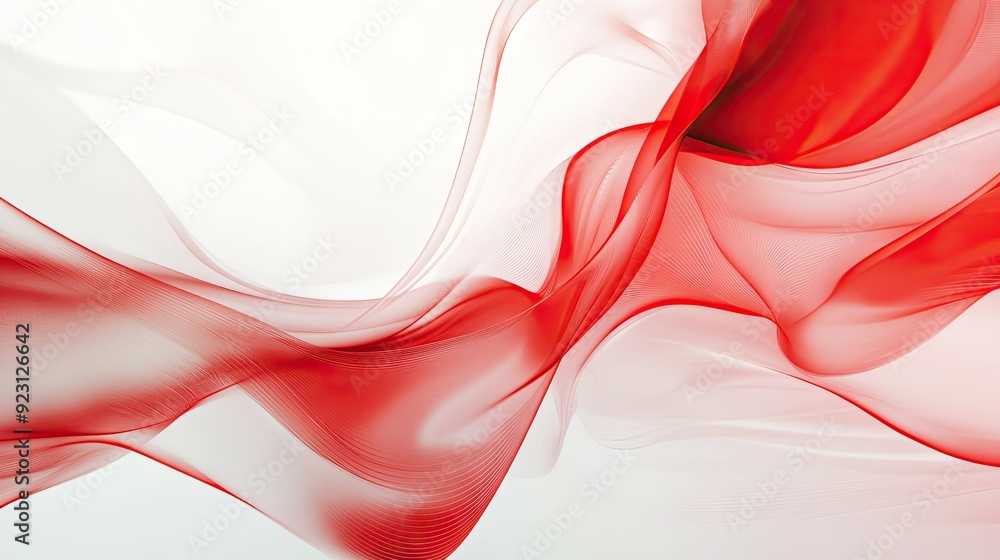 Poster red and white abstract background featuring sleek, flowing lines and geometric shapes. ideal for mod