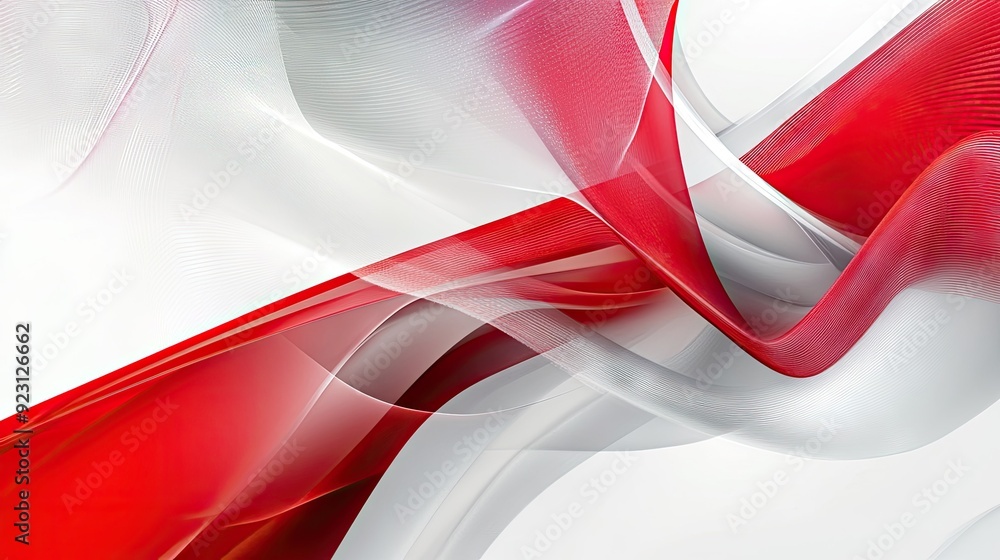 Poster red and white abstract background featuring sleek, flowing lines and geometric shapes. ideal for mod