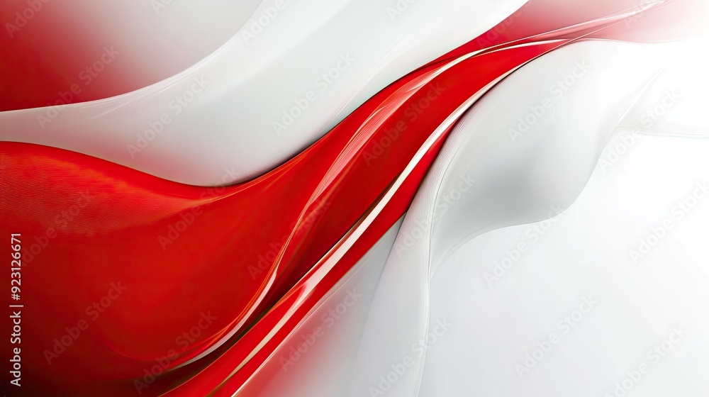 Aufkleber red and white abstract background template with sleek, flowing curves and sharp angles. a contempora