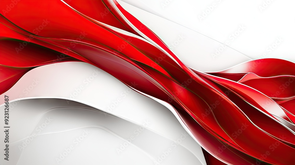 Poster red and white abstract background template with sleek, flowing curves and sharp angles. a contempora