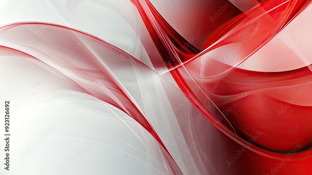 Poster red and white modern abstract design featuring intersecting lines and smooth curves. a vibrant and d