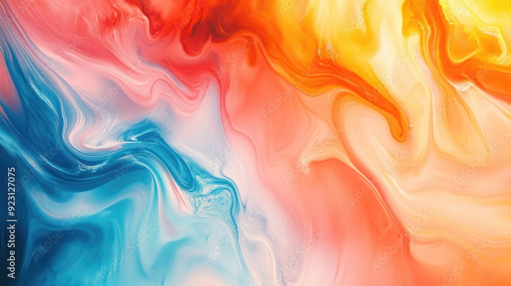 Poster rich color abstract background with a fusion of warm and cool tones creating a balanced and engaging