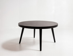 Grey round coffee table on a white background. Isolated