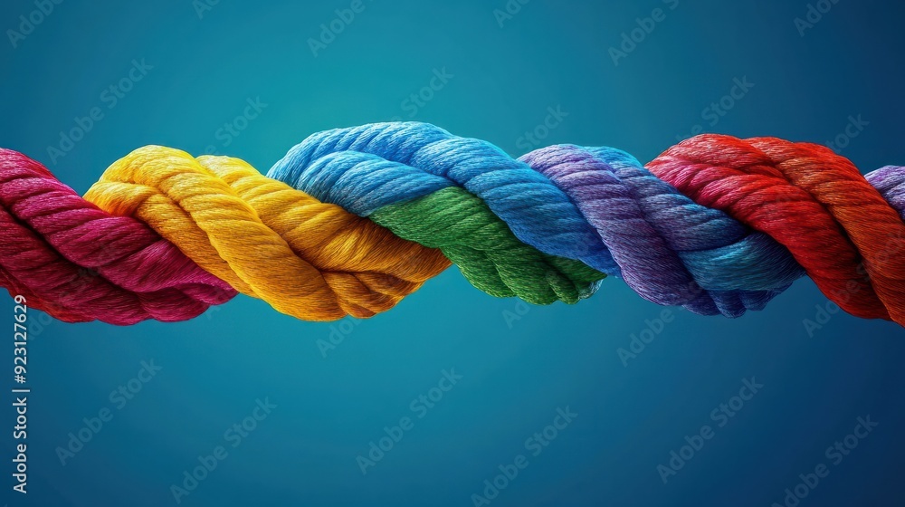 Aufkleber team rope diverse strength connect partnership together teamwork unity communicate support. strong d