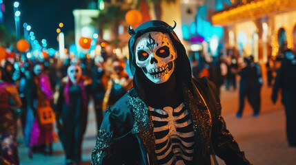 Obraz premium Halloween in Poland: Gothic castles hosting Halloween balls,