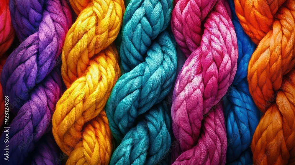 Aufkleber team rope strength diverse connect partnership together teamwork unity communicate support. the stro