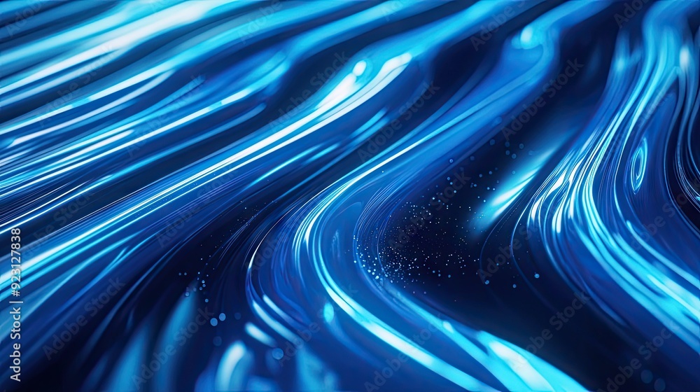 Aufkleber shiny blue curved lines on a futuristic abstract background, creating a sleek and modern visual. sui