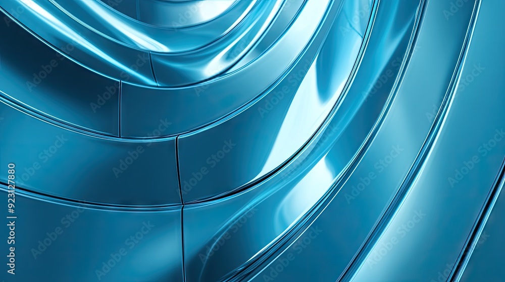 Poster shiny blue curved lines on a futuristic abstract background, creating a sleek and modern visual. sui
