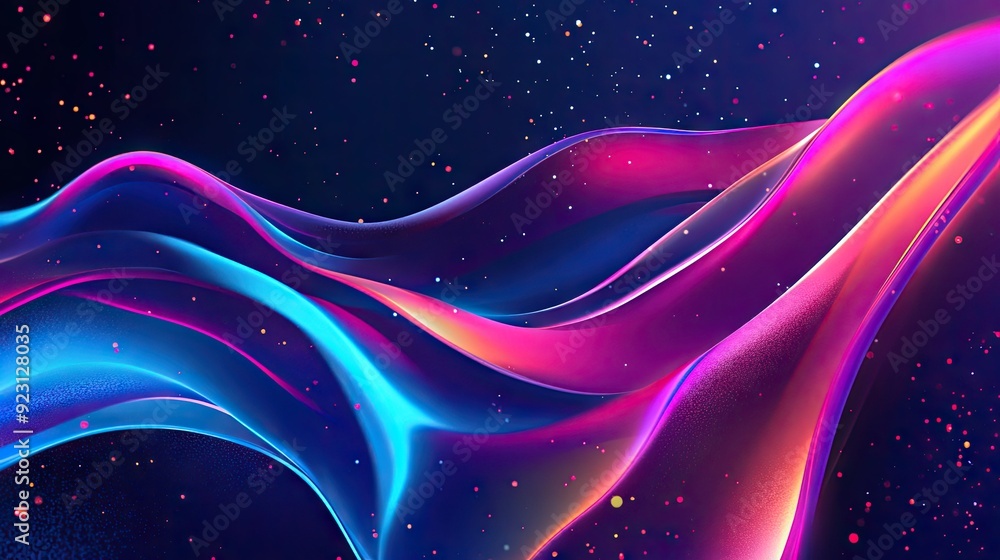 Poster sleek and modern design featuring glowing particles and dynamic liquid flow. ideal for eps10 vector 