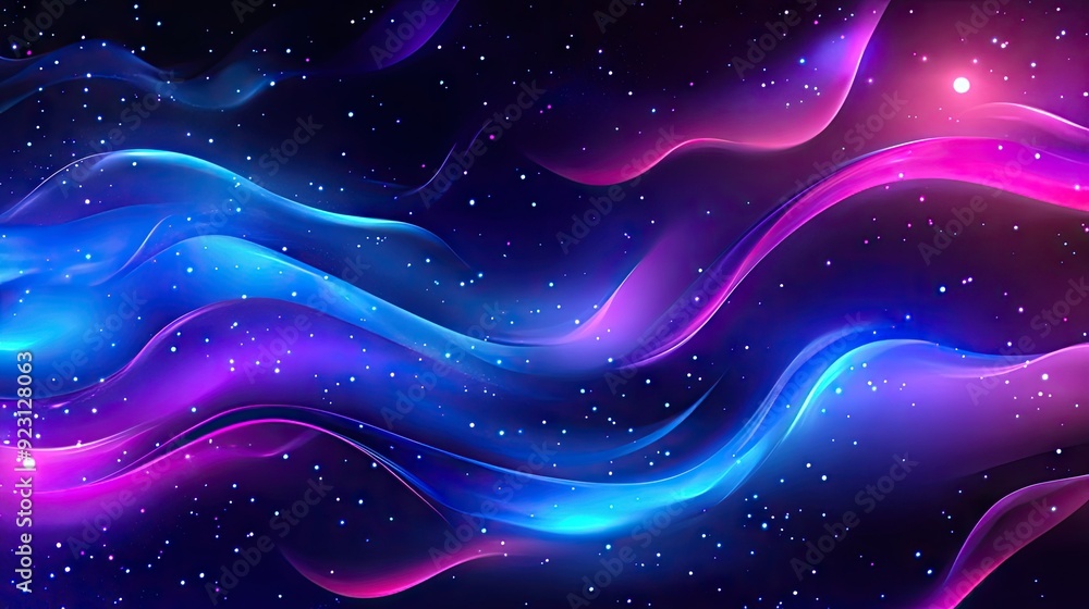 Poster sleek and modern fluid cover design featuring glowing particles and dynamic liquid flow. eps10 vecto