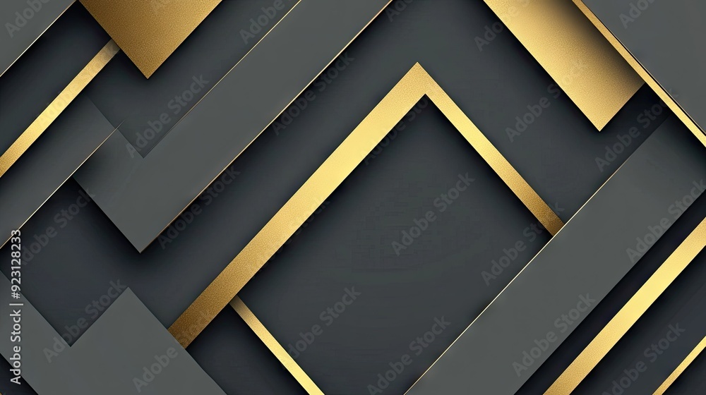 Poster sleek vector illustration of geometric gold arrows on a grey background. the modern design features 