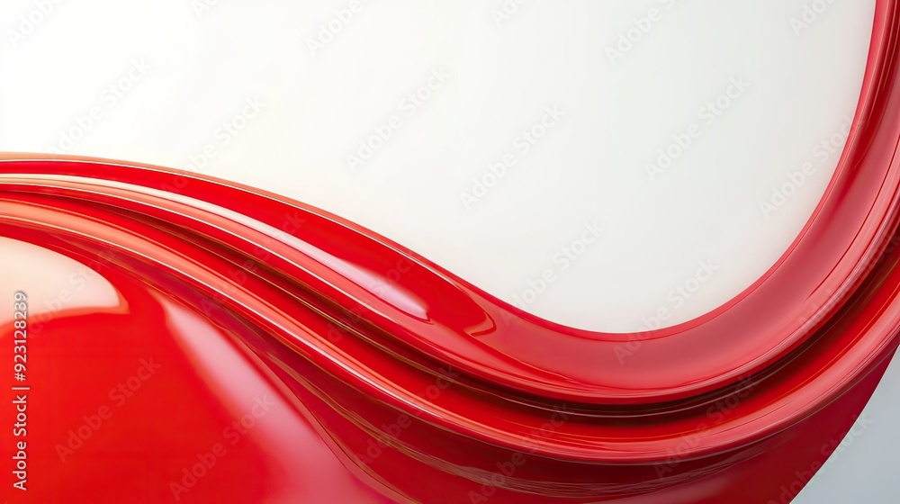 Poster smooth and elegant red curve on a white background, creating a refined and modern look. ideal for us