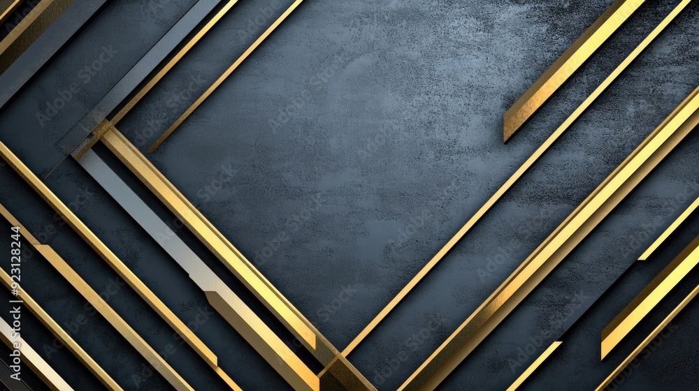 Poster sleek vector illustration of geometric gold arrows on a grey background. the modern design features 