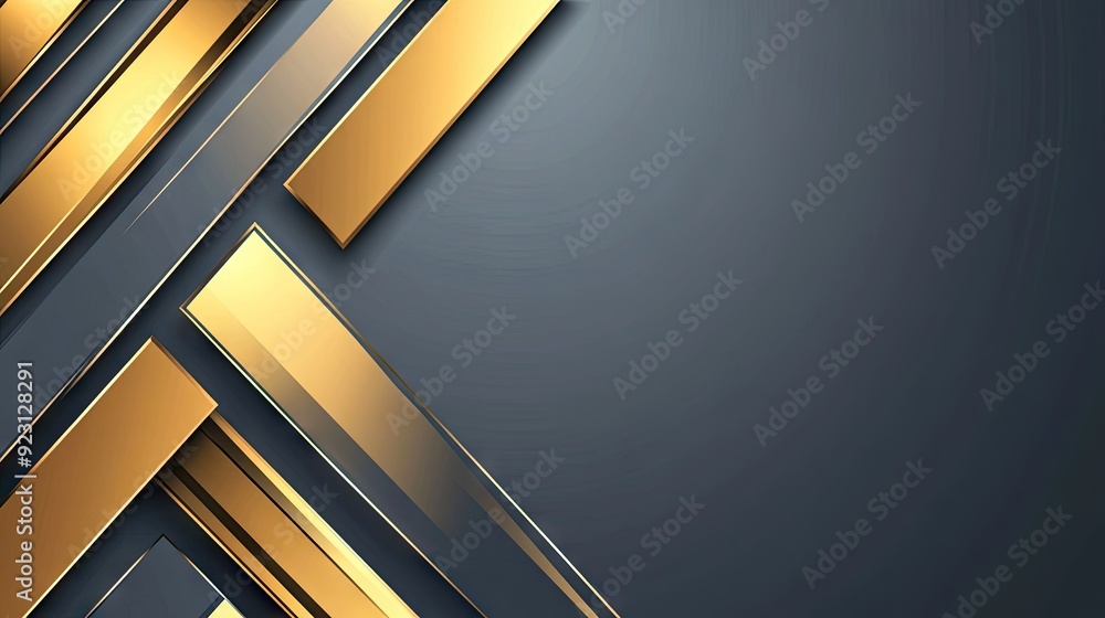 Fototapete sleek vector illustration of geometric gold arrows on a grey background. the modern design features 