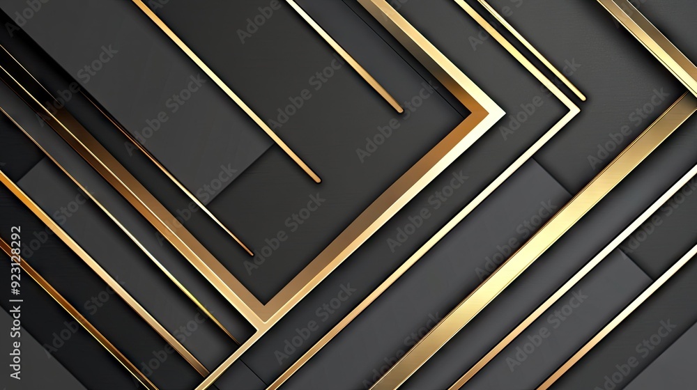 Fototapete sleek vector illustration of geometric gold arrows on a grey background. the modern design features 