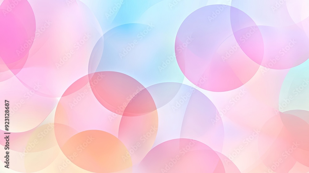Poster soft gradient abstract background with large, translucent circles in a range of pastel colors. great