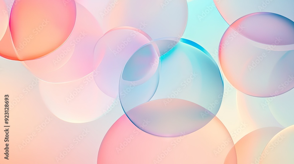 Poster soft gradient abstract background with large, translucent circles in a range of pastel colors. great