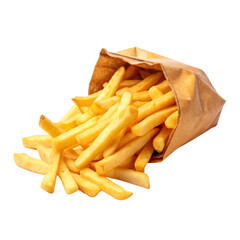 French Fries in a bag isolated on white background