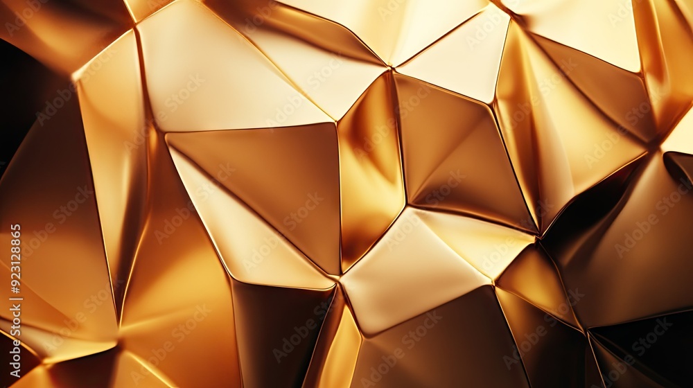 Poster sophisticated abstract background featuring golden geometric forms and a golden gradient, offering a