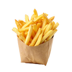 French Fries in a bag isolated on white background