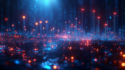 Obraz premium Vibrant abstract background with dynamic neon light streaks creating a futuristic, high-speed warp effect, perfect for technology visuals