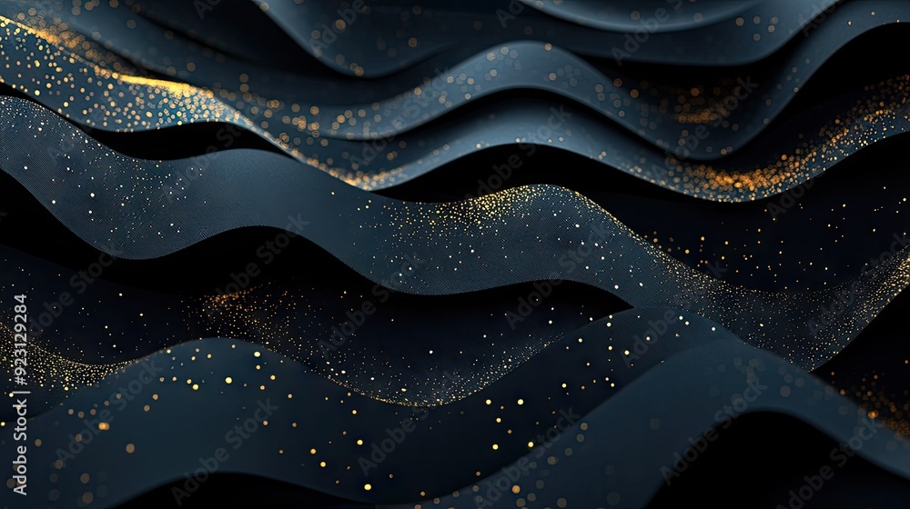 Poster stylish 3d abstract background with black paper layers sliced in geometric patterns, adorned with go