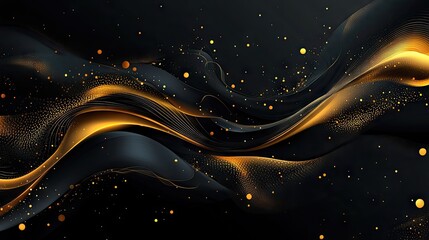Obraz premium Stunning modern design with a black background and opulent golden elements. The abstract vector illustration blends luxury and elegance, perfect for upscale marketing materials.