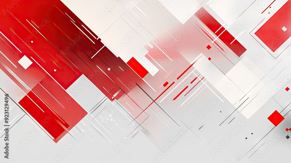 Poster stylish abstract template with a blend of red and white geometric shapes and gradients. ideal for ba