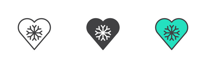 Cold heart different style icon set
