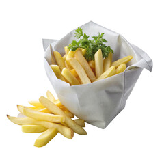 French Fries in a bag isolated on white background