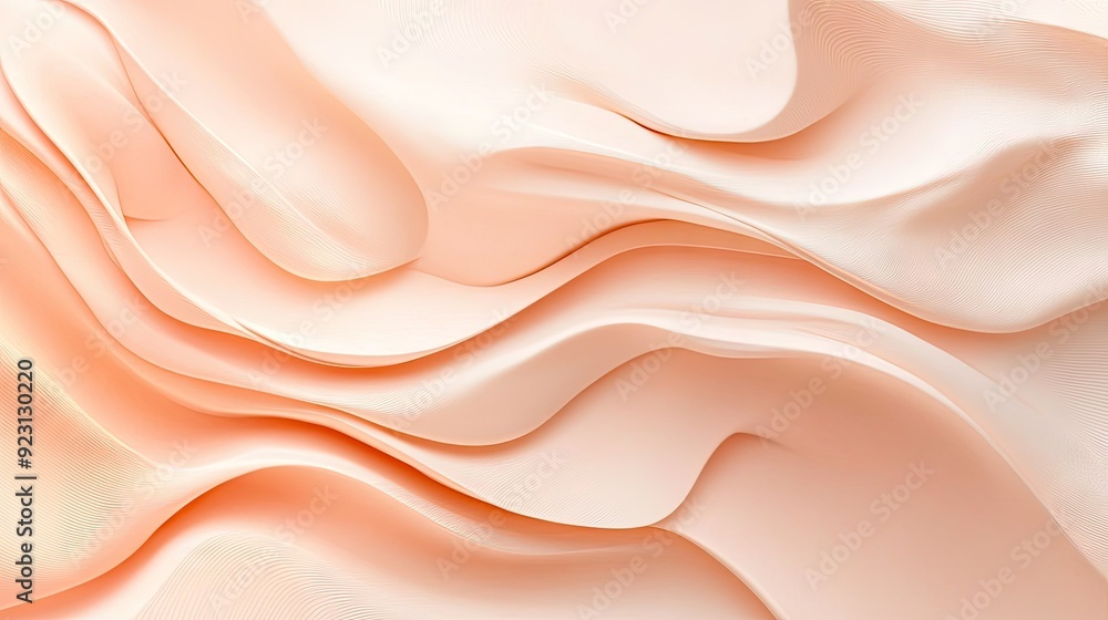 Poster trendy peach-colored abstract background with wavy design elements, perfect for creating stylish and