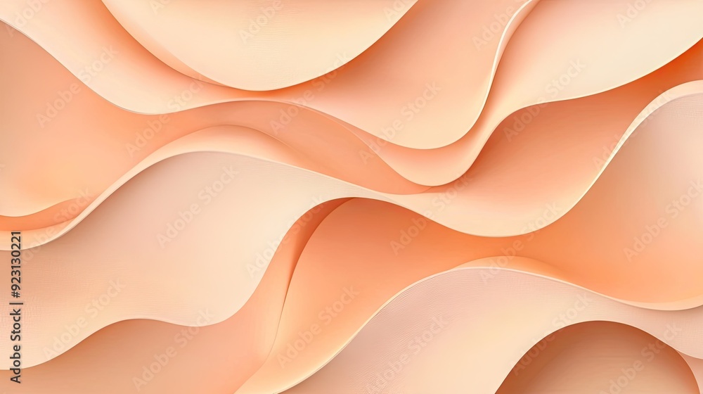 Poster trendy peach-colored abstract background with wavy design elements, perfect for creating stylish and