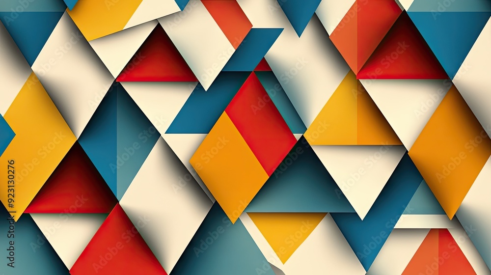 Poster triangles with shadow play create a seamless and abstract background, offering a contemporary look f