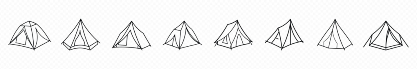 Tourist camping tent vector icon set on a transparent background, Camp icon, Outdoor hiking tent icon. Tent Icon Design Vector Symbol Camp Travel Event