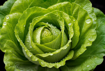 Fototapeta premium Overhead Shot of Lettuce with visible Water Drops. Close up