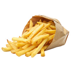 French Fries in a bag isolated on white background