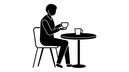 Person Enjoying Coffee at Cafe Table: Cozy Coffee Shop Scene