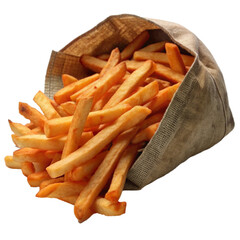 French Fries in a bag isolated on white background