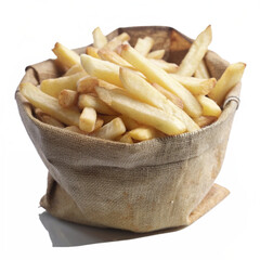 French Fries in a bag isolated on white background