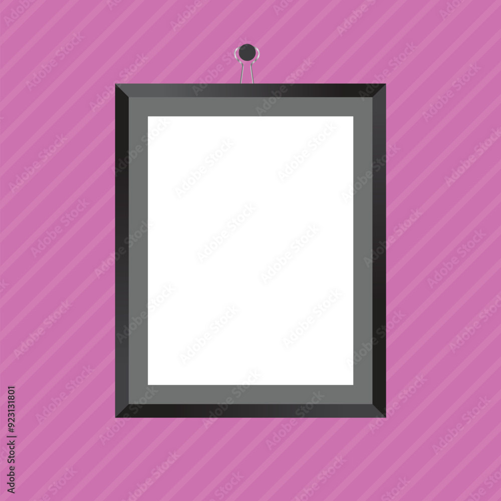 Poster vector picture frames hanging on pink background. mock up frame photo. blank frame. realistic photo 