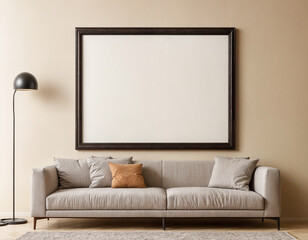 Blank empty picture frame mock-up. Artwork template in interior design