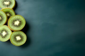 Kiwi, citrus fruit on a dark background.,  Generative Ai illustration