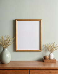 Blank empty picture frame mock-up. Artwork template in interior design