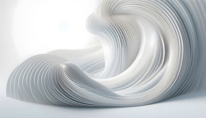 Abstract waves of white and gray hues flowing smoothly in a gradient with soft light