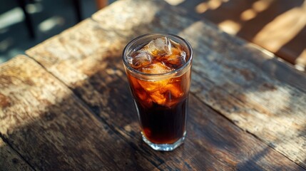 Iced Coffee on a Wooden Table