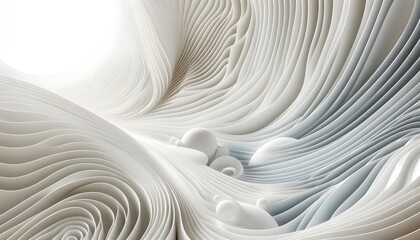 Abstract waves of white and gray hues flowing smoothly in a gradient with soft light