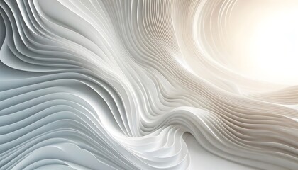 Abstract waves of white and gray hues flowing smoothly in a gradient with soft light